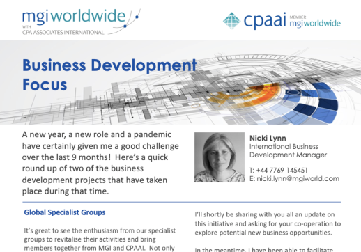 Interested in Business Development? Read more about what MGI Worldwide with CPAAI is doing to to explore new opportunities for its member firms around the world