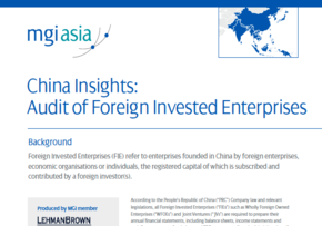 MGI Member firm LehmanBrown produces paper on Audit of Foreign Invested Enterprises in China