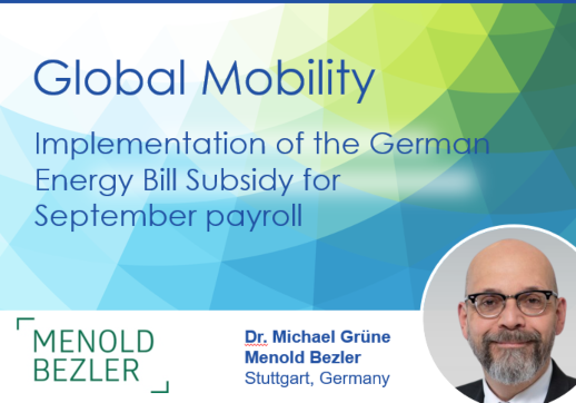 Implementation of the German Energy Bill Subsidy for September payroll